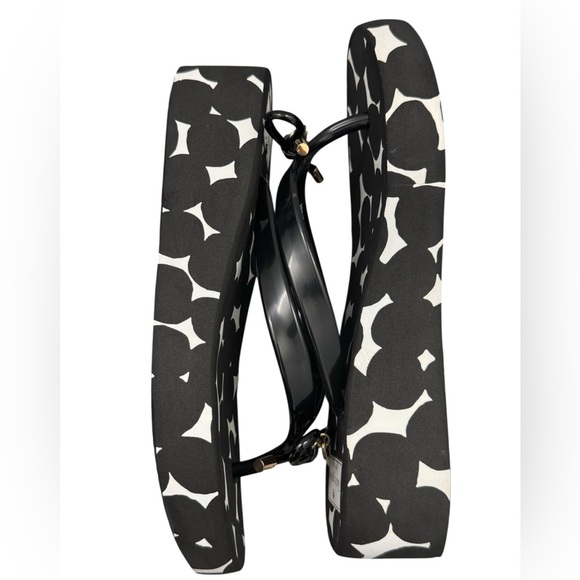 Kate Spade Black and White Polka Dot Wedge Sandals Flip Flops Thong size 7 - Picture 9 of 12